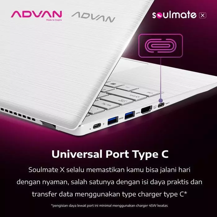 Advan Soulmate X2 AMD Athlon 3020e 8GB SSD 128GB 14″ W11