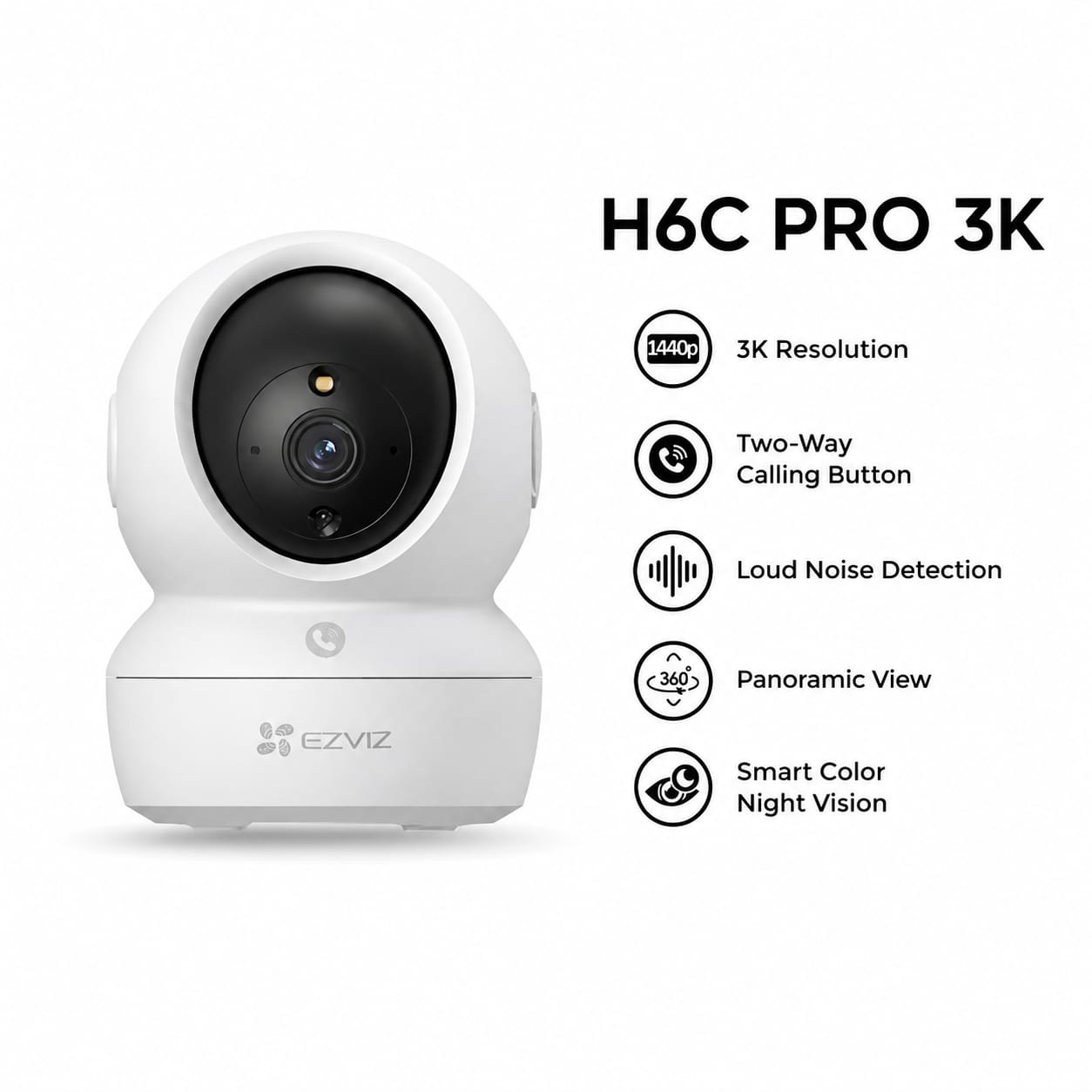 EZVIZ H6C G1 5MP 3K Smart Home Pan Tilt IP Camera CCTV Wifi Jarak Jauh Lewat Hp
