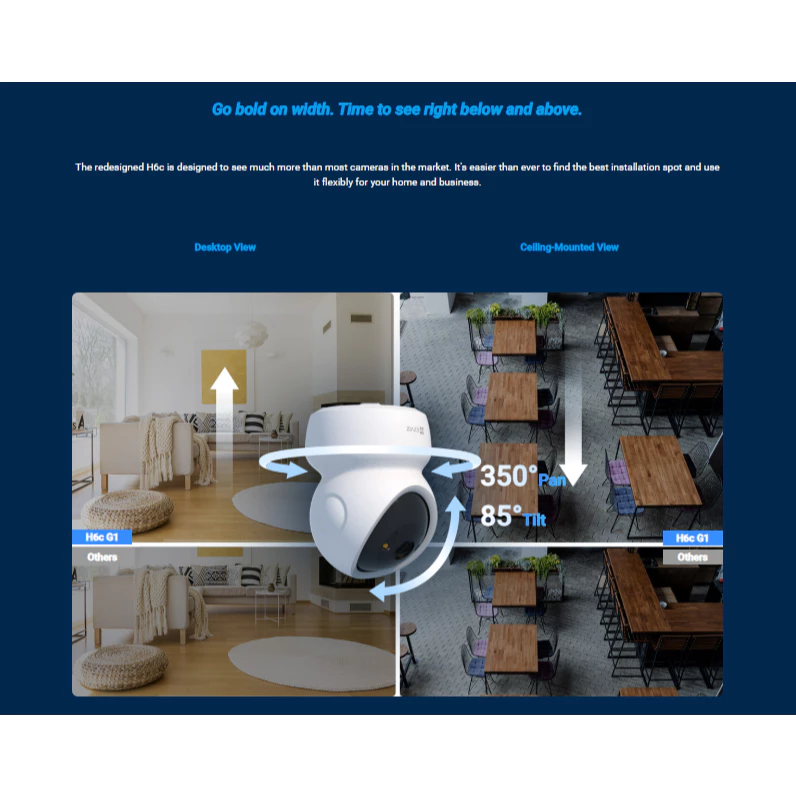 Ezviz H6c 3MP 2K G1 Pan & Tilt Wifi IP Camera CCTV Indoor Smart Home Security