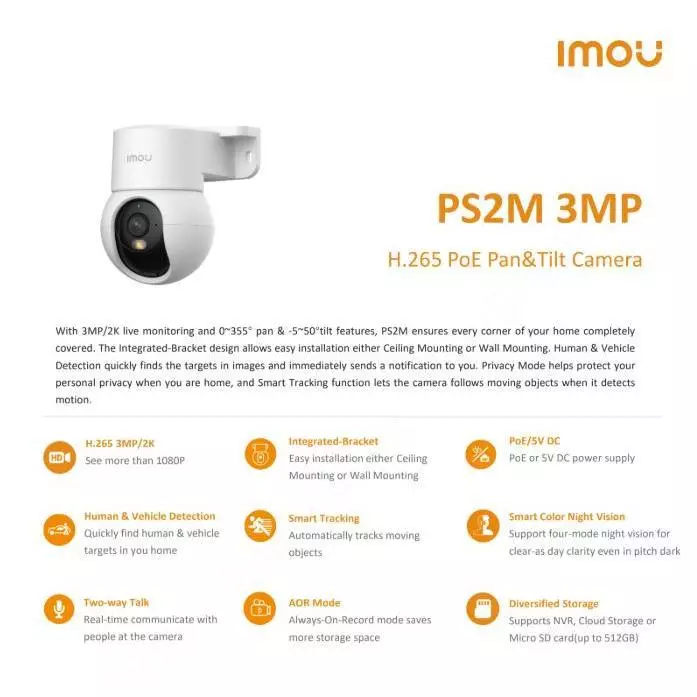IMOU Ranger Mini POE 3MP PS2M Smart IP Camera CCTV