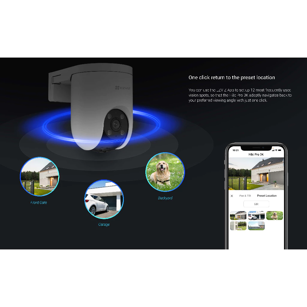 Ezviz H8c Pro 5MP 3K Smart Home Pan & Tilt IP Camera CCTV Outdoor