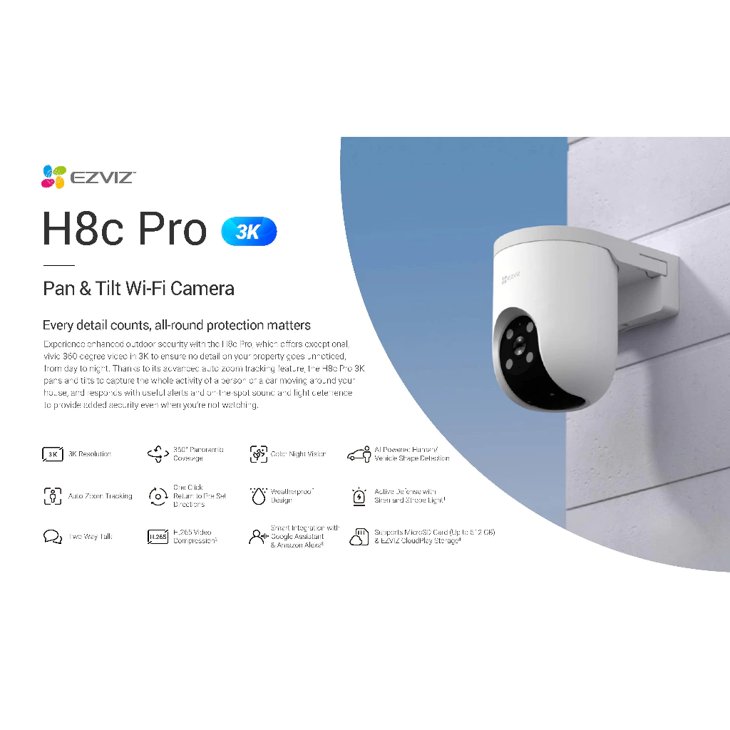 Ezviz H8c Pro 5MP 3K Smart Home Pan & Tilt IP Camera CCTV Outdoor