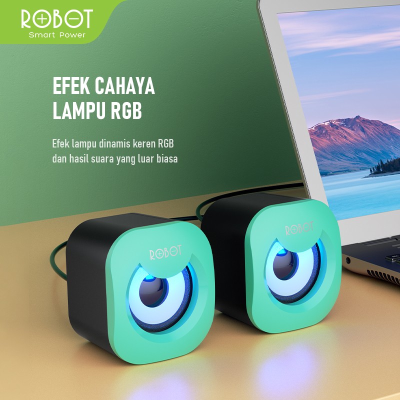 Robot RS180 Speaker USB Multimedia Portable RGB Light