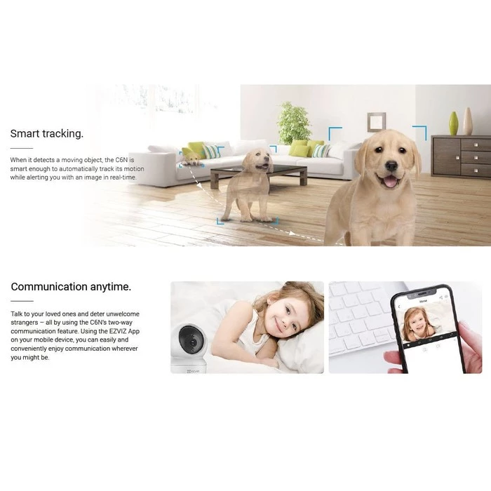 EZVIZ H6C G1 5MP 3K Smart Home Pan Tilt IP Camera CCTV Wifi Jarak Jauh Lewat Hp
