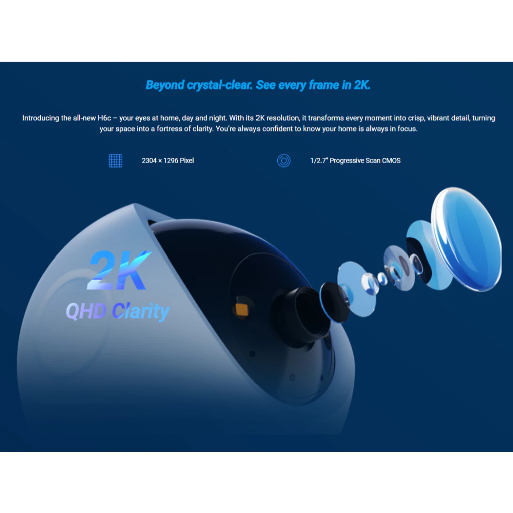 Ezviz H6c 3MP 2K G1 Pan & Tilt Wifi IP Camera CCTV Indoor Smart Home Security