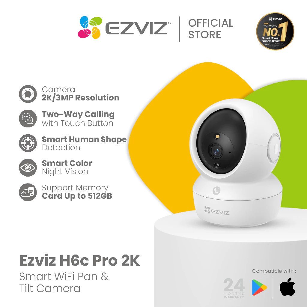 Ezviz H6c Pro 2K 3MP Smart Wifi Pan Tilt IP Camera CCTV Indoor