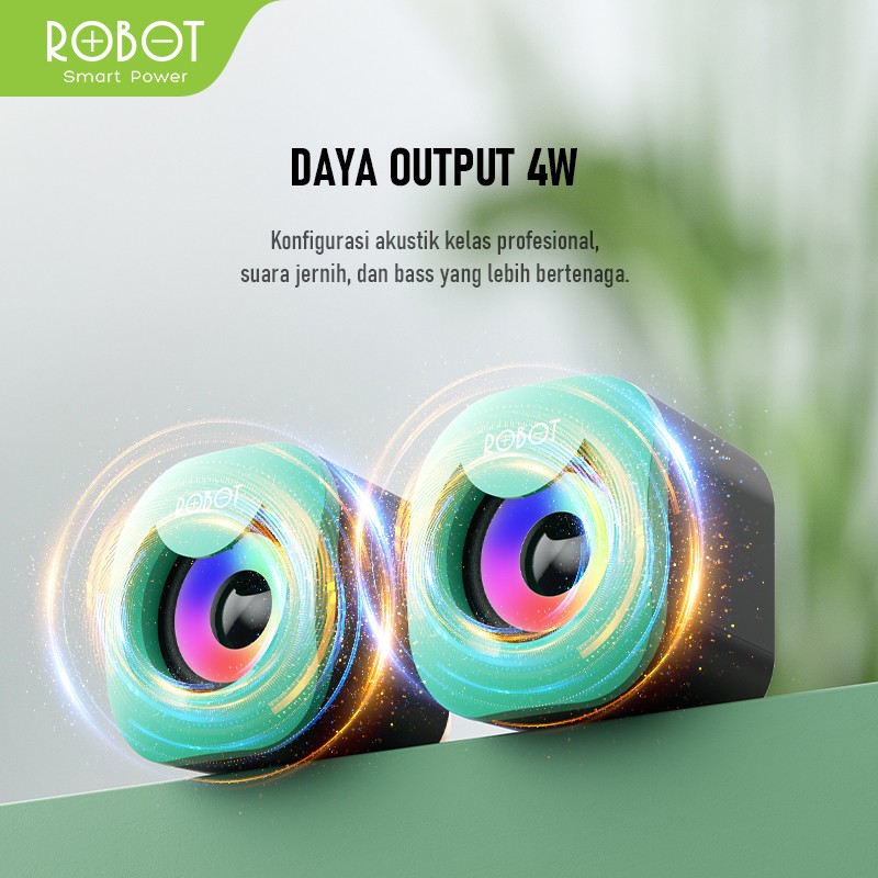 Robot RS180 Speaker USB Multimedia Portable RGB Light