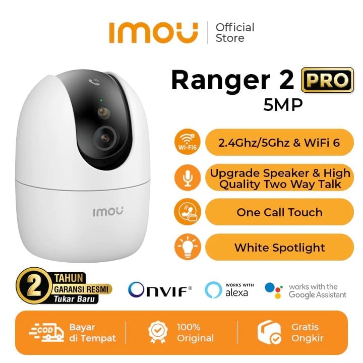 IMOU Ranger 2 Pro 5MP Kamera Smart CCTV Indoor Wi-Fi 6 Dual Band One Touch Call Spotlight