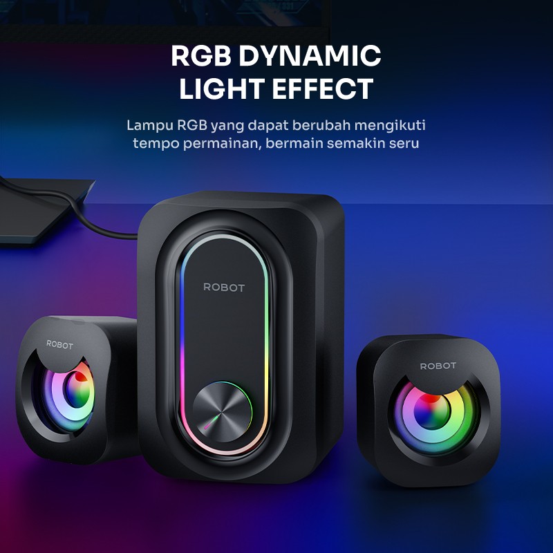 Speaker Gaming Robot RS190 Soundbar Super Bass Portable RGB