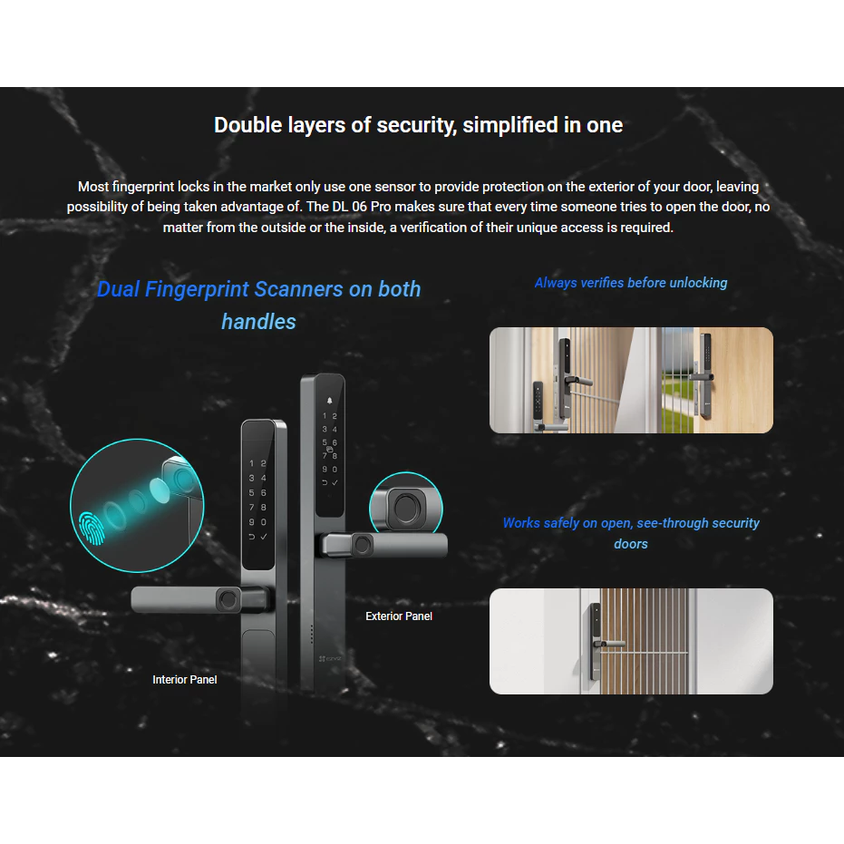 Ezviz DL06 Pro Smart Door Home Dual sided Fingeprint Lock