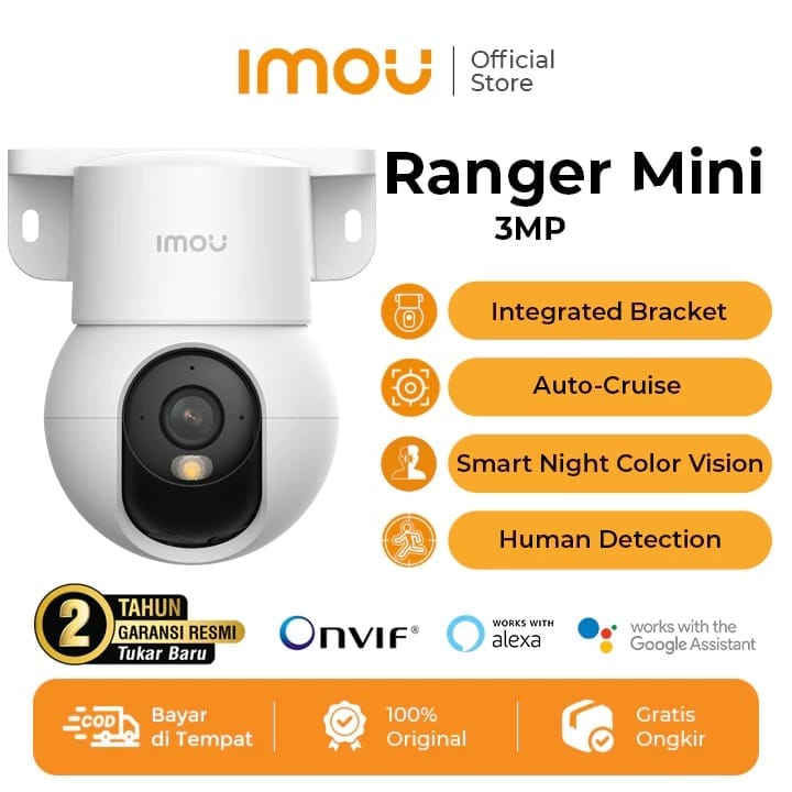 MOU Ranger Mini 3MP Kamera Smart CCTV Indoor Wi-Fi 6 Full Color Night Vision Bracket Integrated