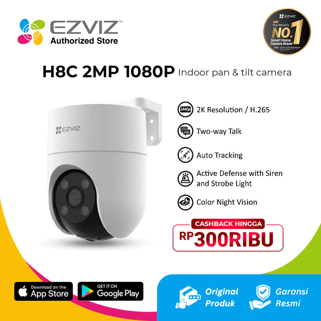 EZVIZ CCTV H8C 2MP PAN & TILT WI-FI CAMERA OUTDOOR 1080P