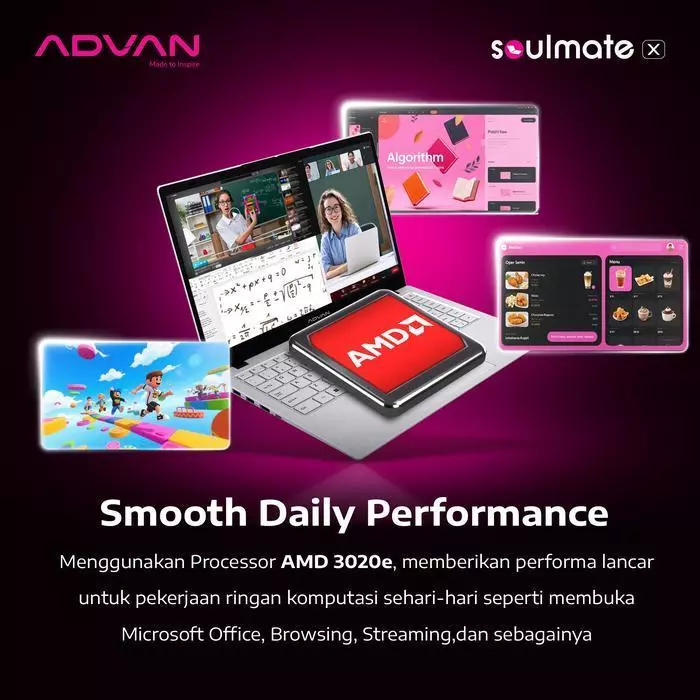 Advan Soulmate X2 AMD Athlon 3020e 8GB SSD 128GB 14″ W11