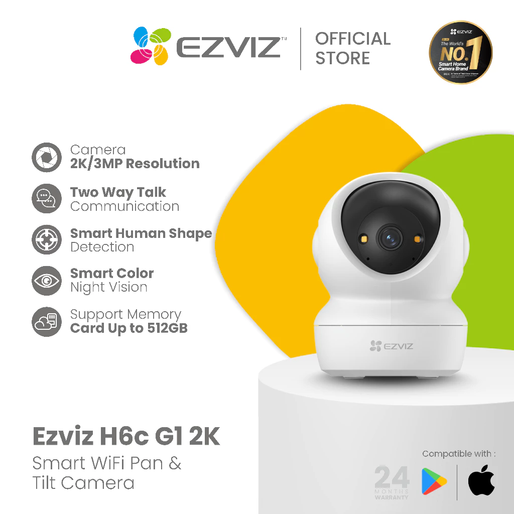 Ezviz H6c 3MP 2K G1 Pan & Tilt Wifi IP Camera CCTV Indoor Smart Home Security