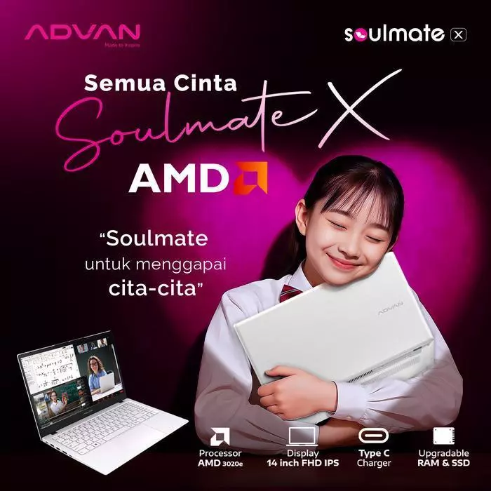 Advan Soulmate X2 AMD Athlon 3020e 8GB SSD 128GB 14″ W11