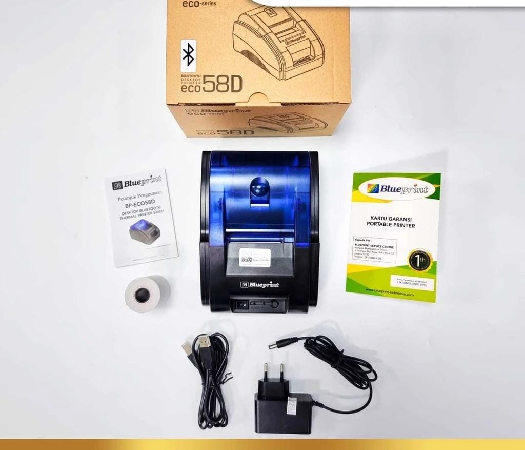 Printer Bluetooth thermal kasir ECO 58D Blueprint ( USB + BT + RJ11 )