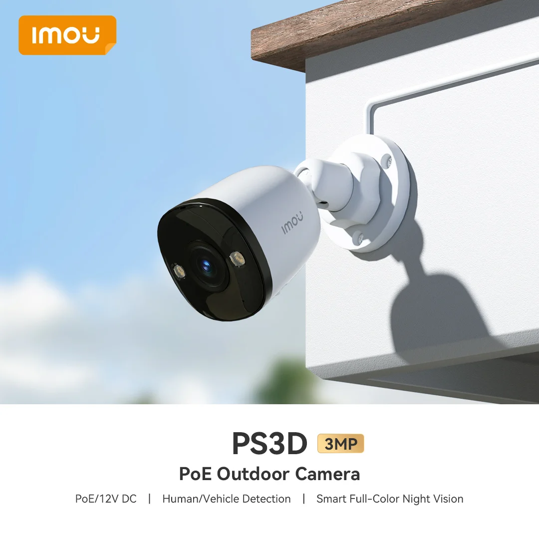 IMOU PS3D Bullet POE 3MP Smart IP Camera CCTV Wifi Outdoor Full Color Night Vision Built-in Mic Audio Anti Air